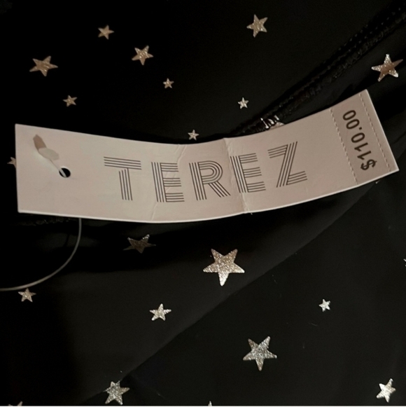Terez - Black Silver  Mini Star Foil UpLift Leggings - Size XLarge EUC - Picture 11 of 11